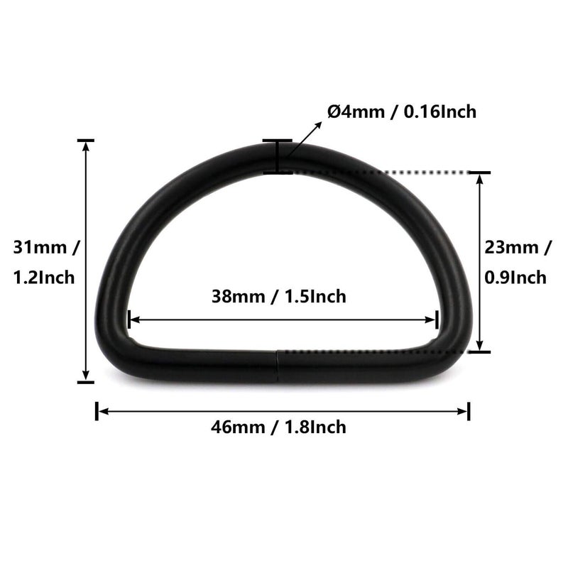 BIKICOCO Metal D-Rings Buckle, 1-1/2 Inch Non-Welded for Webbing Sewing DIY - Black - Pack of 20 - Image 2